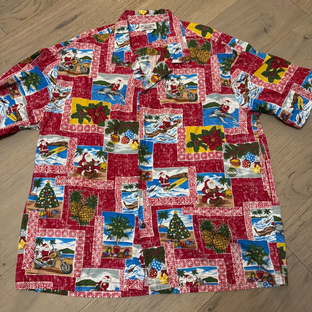 VTG Pacific Legend Mens 3XL Hawaiian Shirt Christmas Santa Made in Hawaii